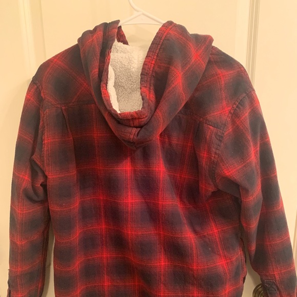 Black & Red Flannel Button Down Jacket - Picture 3 of 3